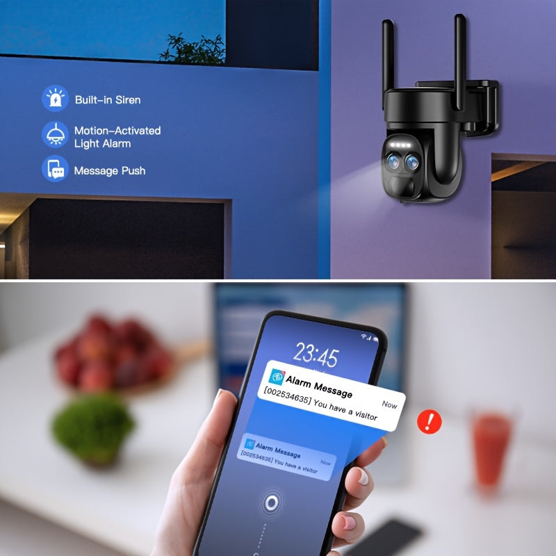 Dual-Band WiFi Outdoor Security Camera with 10x Zoom 360° Solar Panel HD Night Vision