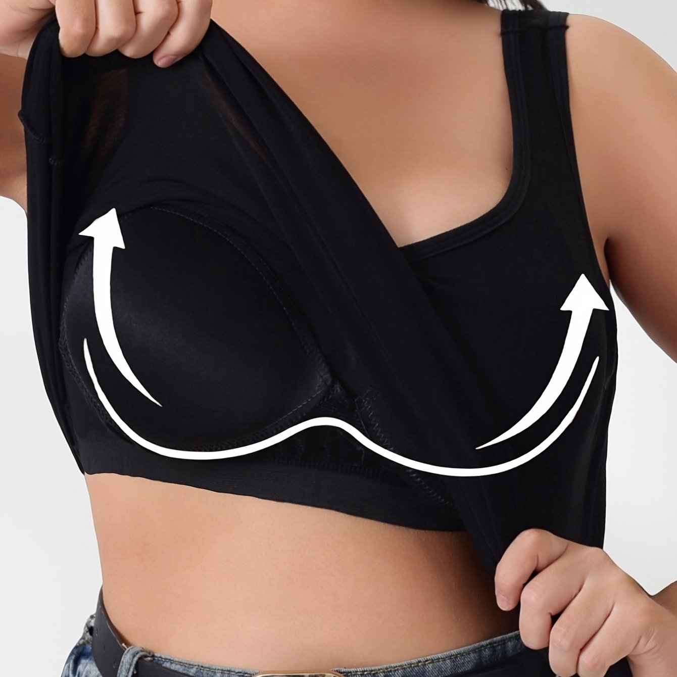 Plus Size Women's Soft Stretch Cami Top with Built-In Bra Pads