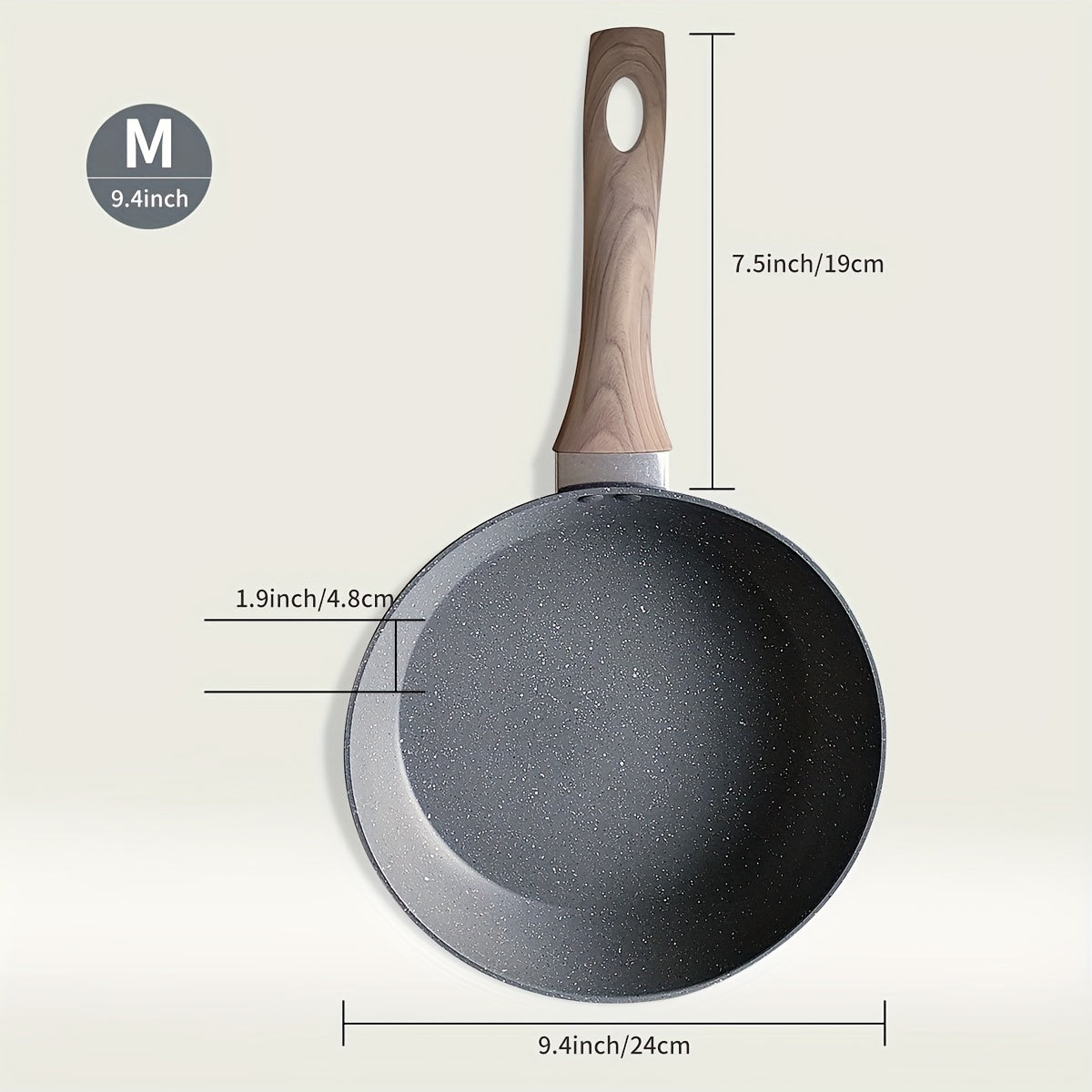 Non-Stick Aluminum Frying Pan Gray Granite Stone Induction Gas Stove Cookware