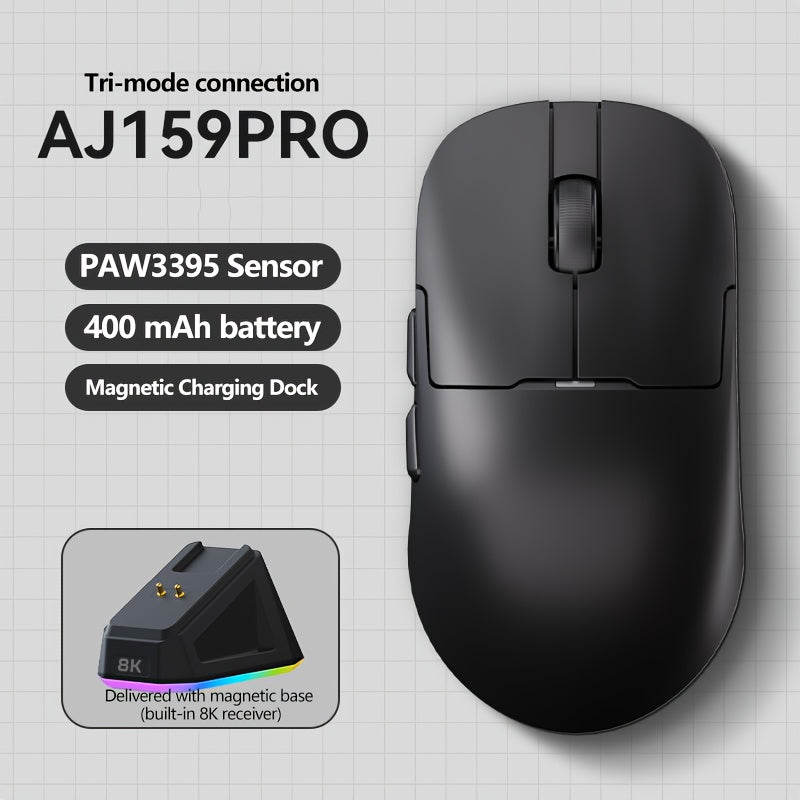 Gaming Mouse with 8KHz PAW3395 Sensor 26K DPI Ambidextrous Lightweight Wireless Wired