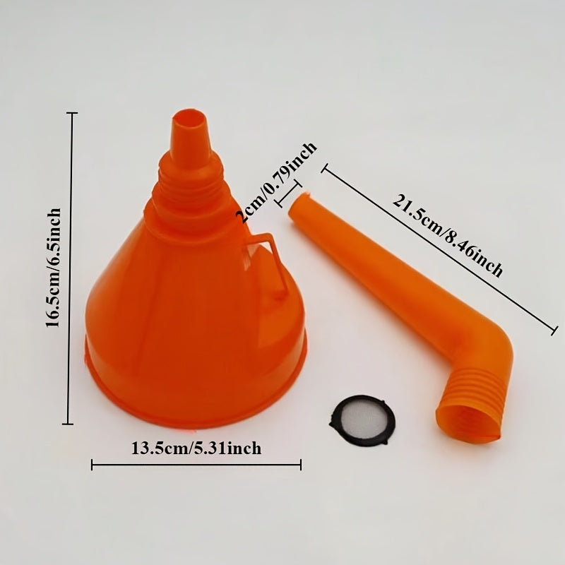 Универсальный пластиковый воронка для бензобака с сетчатым фильтром, длинный носик для транспортных средств