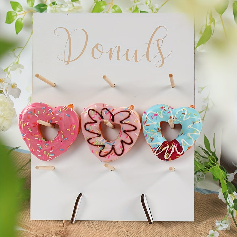 Wooden Donut Wall Stand for Weddings Birthdays and Home Decor with Dessert Shelf
