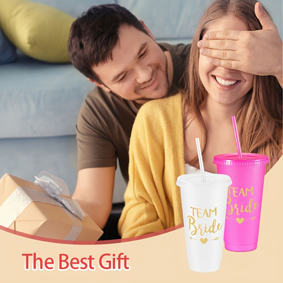 10oz Bachelorette Party Tumblers with Lids and Straws for Bridesmaids and Bridal Gifts