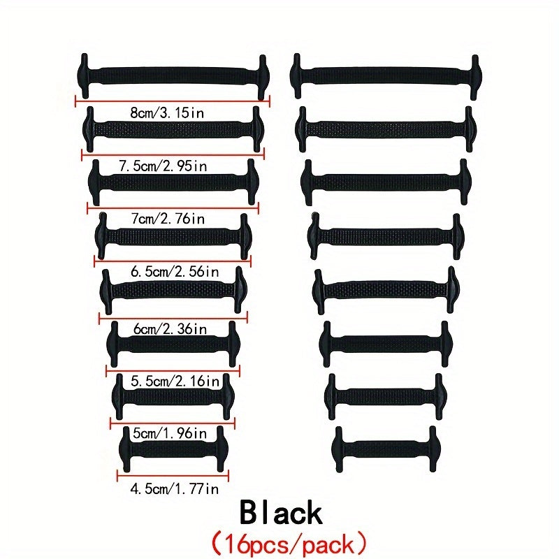 Unisex Silicone No Tie Shoelaces Creative Lazy Shoe Laces 16 Pairs