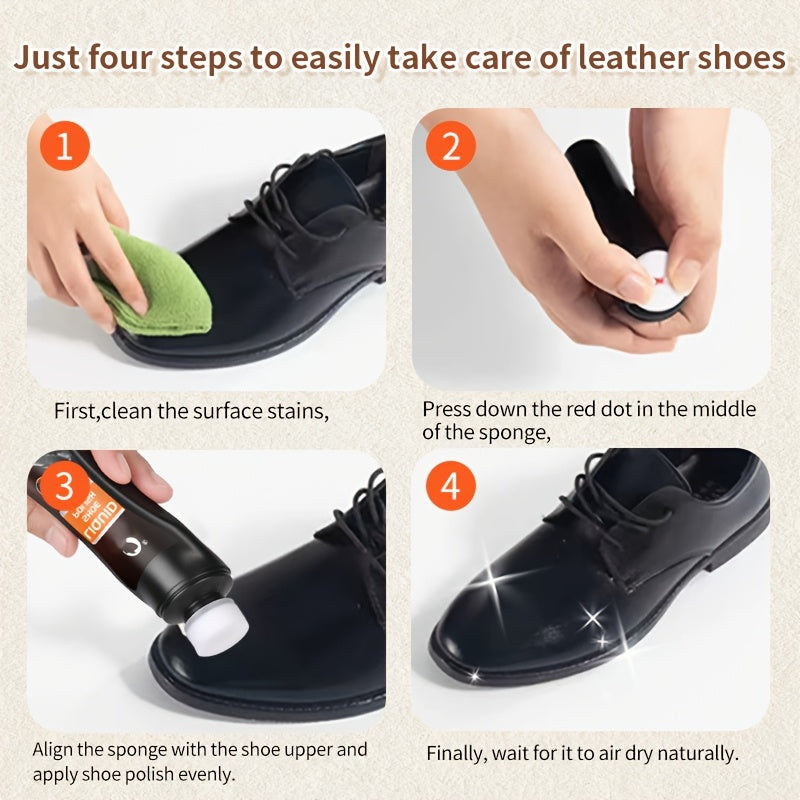 Leather Shoe Polish Kit with Brush Black Brown Colorless Shoe Dye