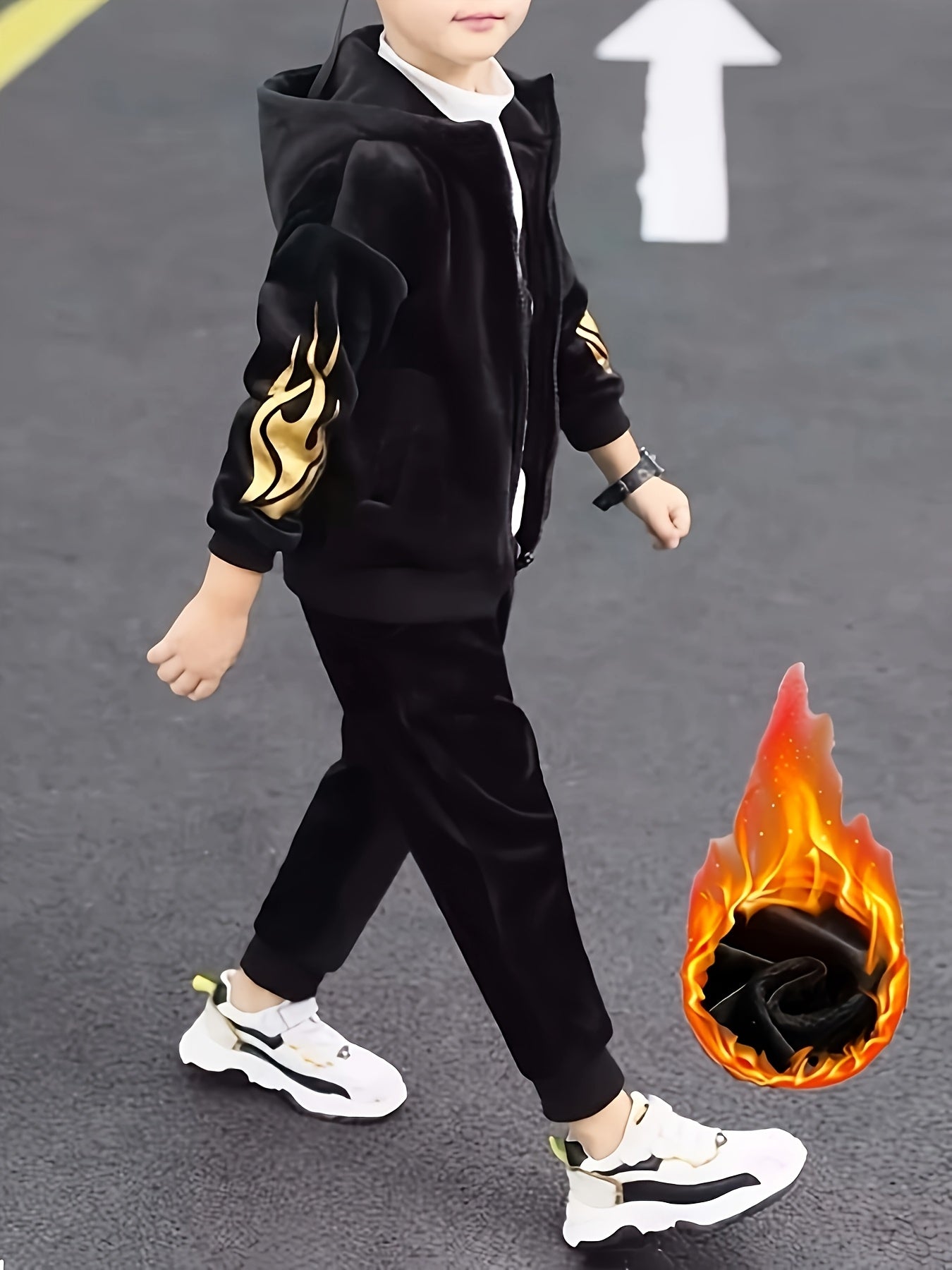 Boys Fleece Hoodie and Trousers Set for Autumn Winter Kids Casual Clothing Medium Large