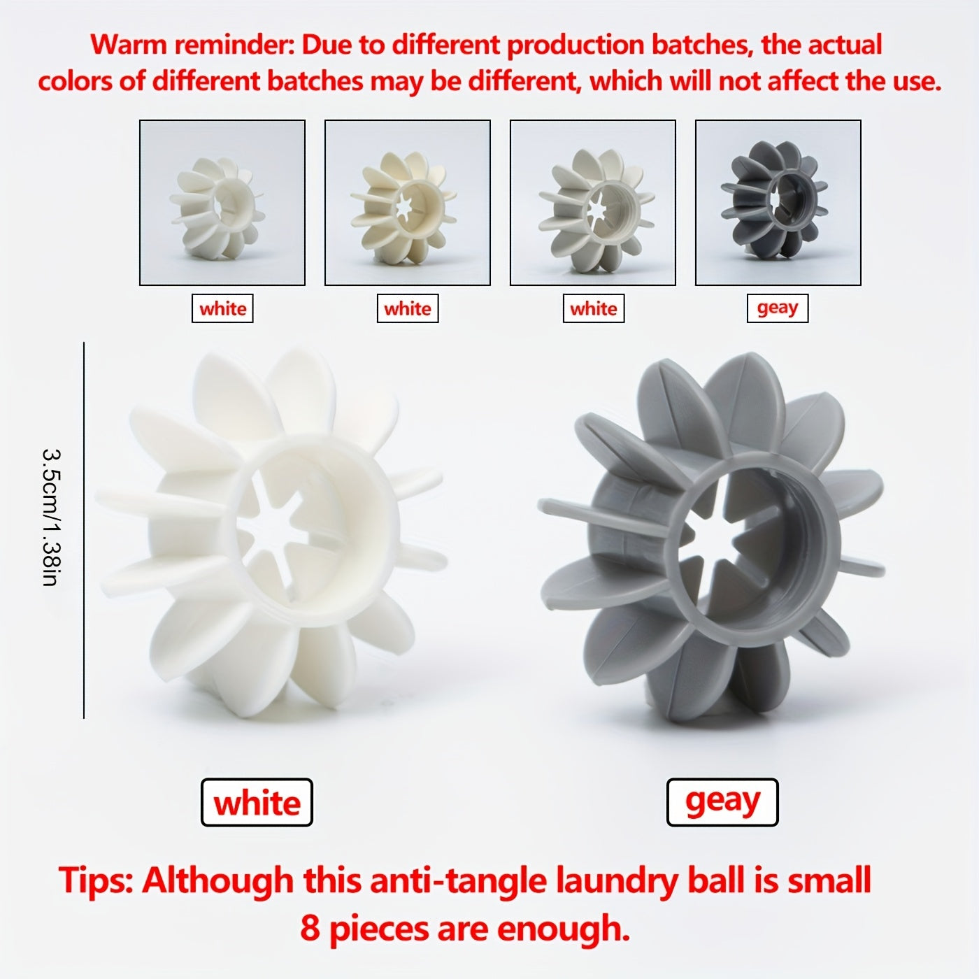 8-Pack Reusable Silicone Laundry Balls for Tangle Prevention Pet Hair Lint Remover