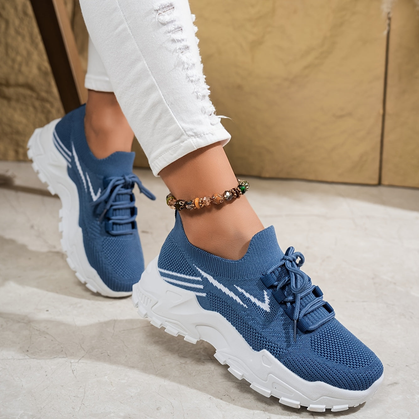 Women's Knitted Outdoor Running Shoes for Walking and Exercise