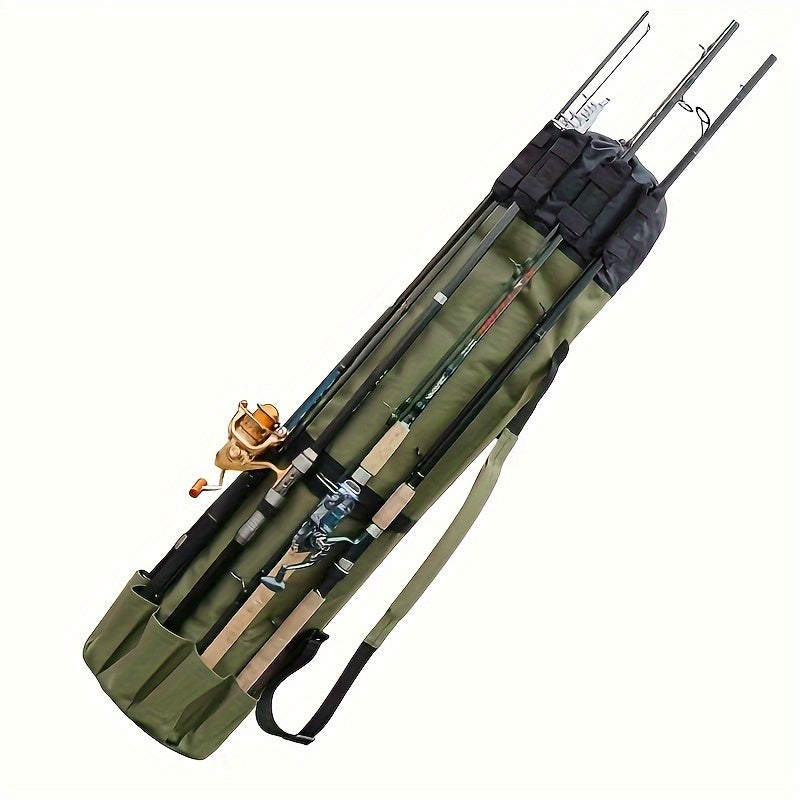 Large Waterproof Green Fishing Rod Bag with Drawstring Closure