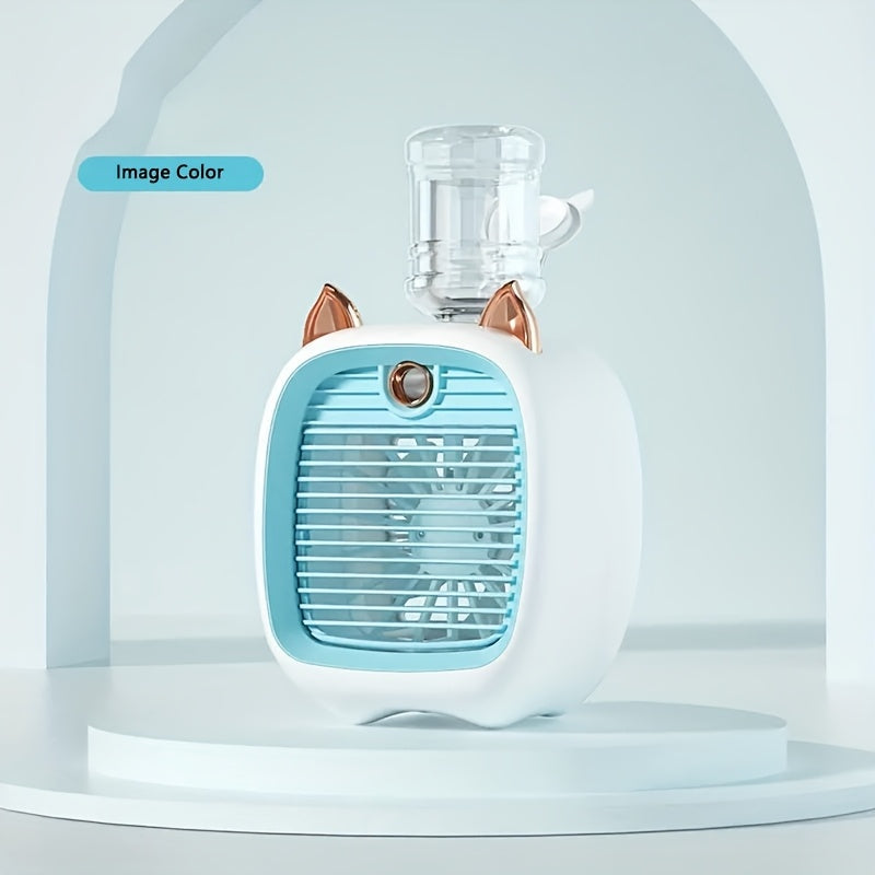 Mini USB rechargeable air conditioner fan 3 speeds humidifying for camping