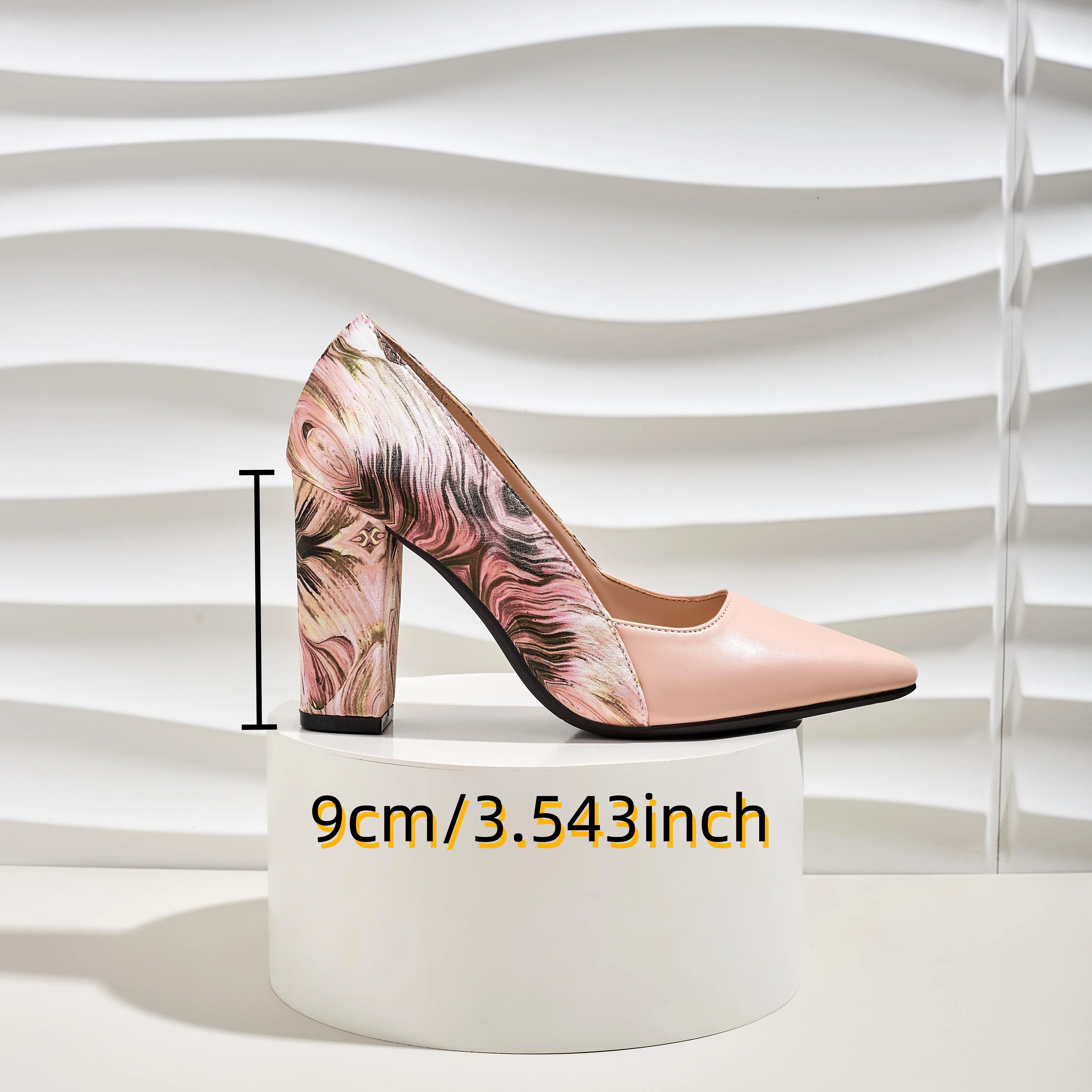 Women's Fashion High Heels Pumps with Thick Heel and Breathable Fabric