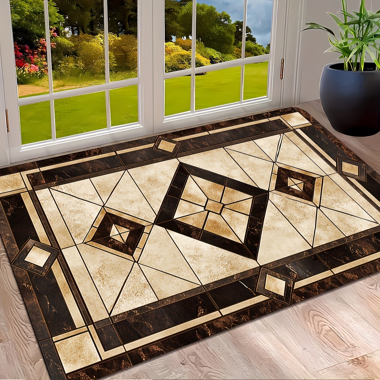 Geometric Pattern Entrance Door Mat Non-Slip Water-Absorbent Dust-Proof
