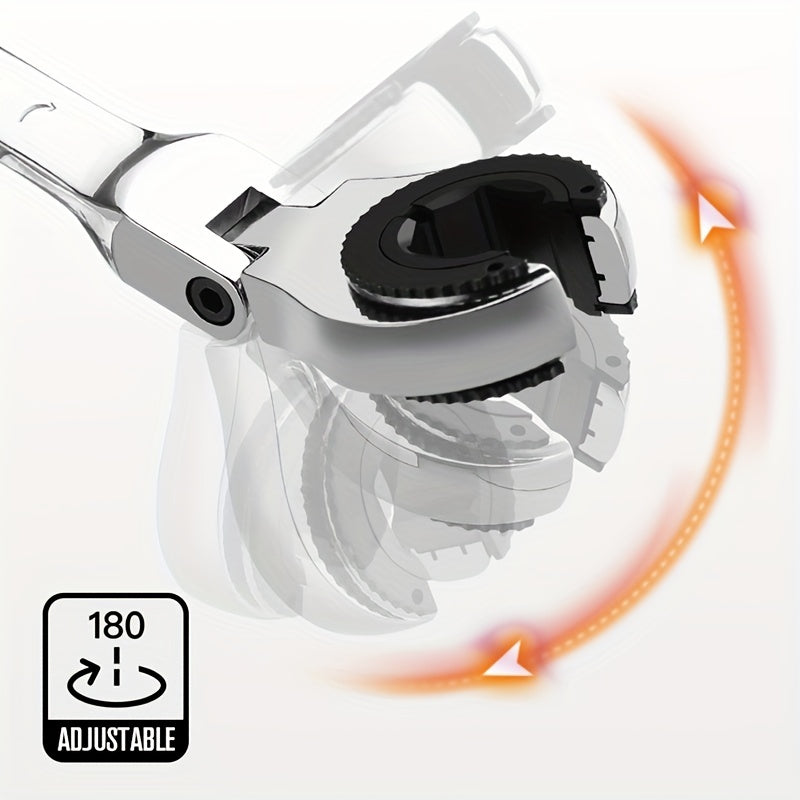 Heavy-Duty 72-Tooth Metric Ratchet Wrench Adjustable Head Metal Pipe Forkpipe Tool