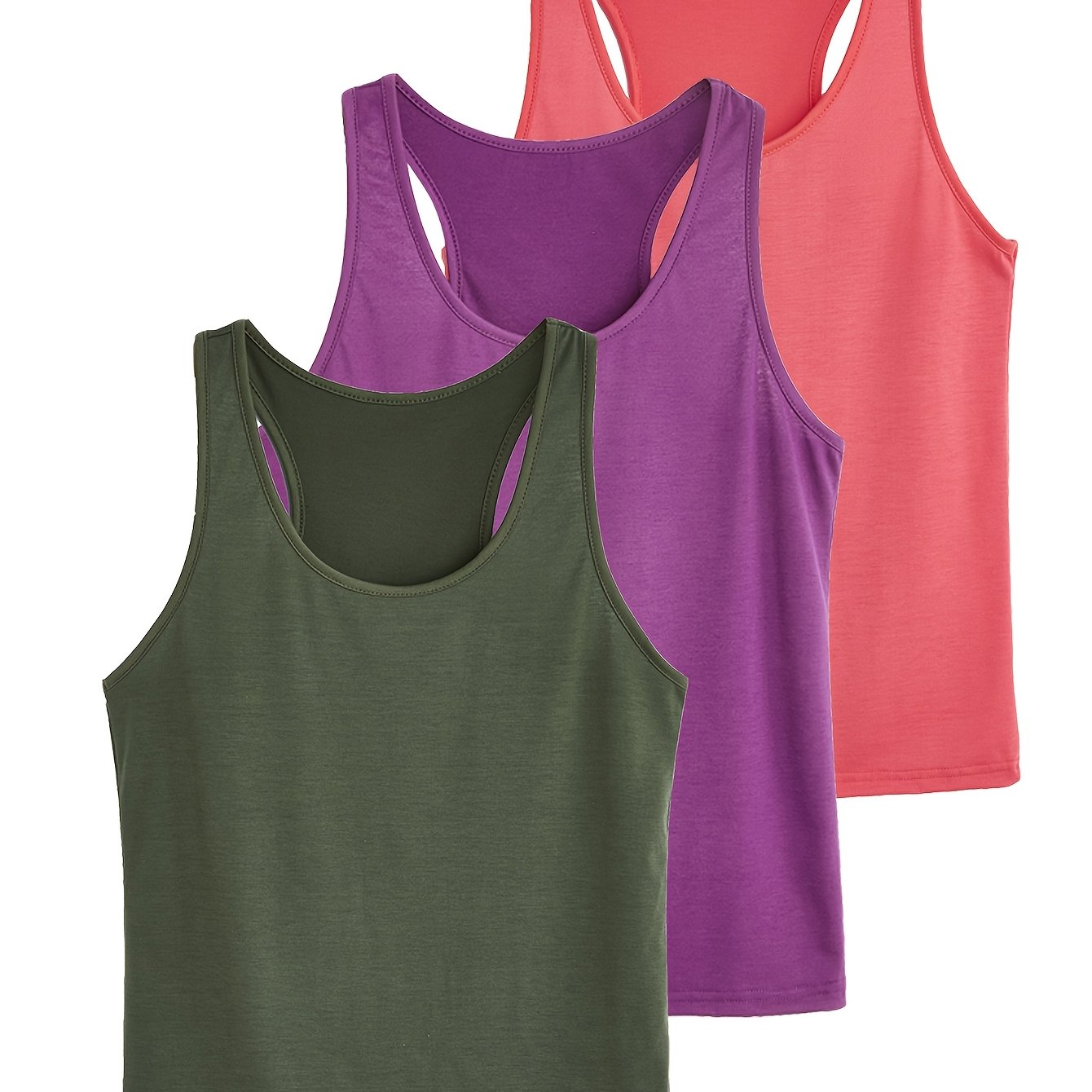 Women's Plus Size Casual Sports Off-Shoulder Vest 3-Pack Set