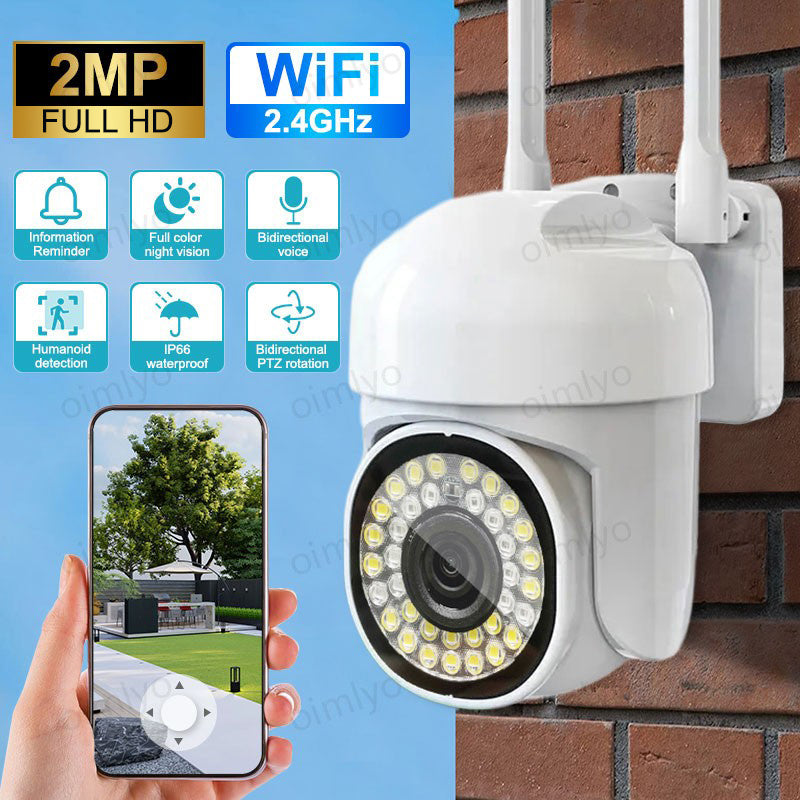 1080p HD Outdoor WiFi Security Camera with Panoramic View Waterproof Motion Detection and Two-Way Audio