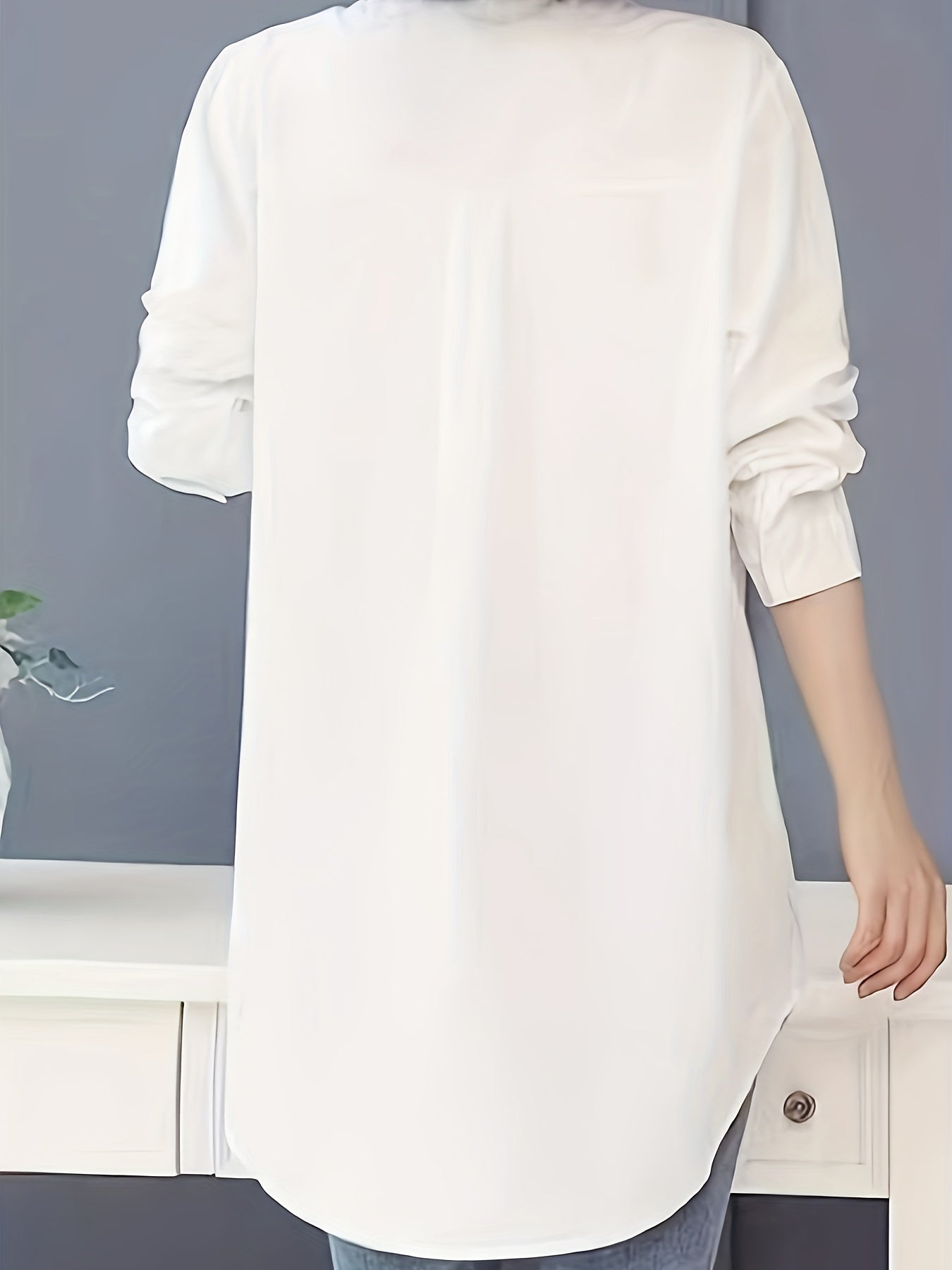 Women's White Polyester Blouse with Floral Embroidered Design for Spring Summer Fall