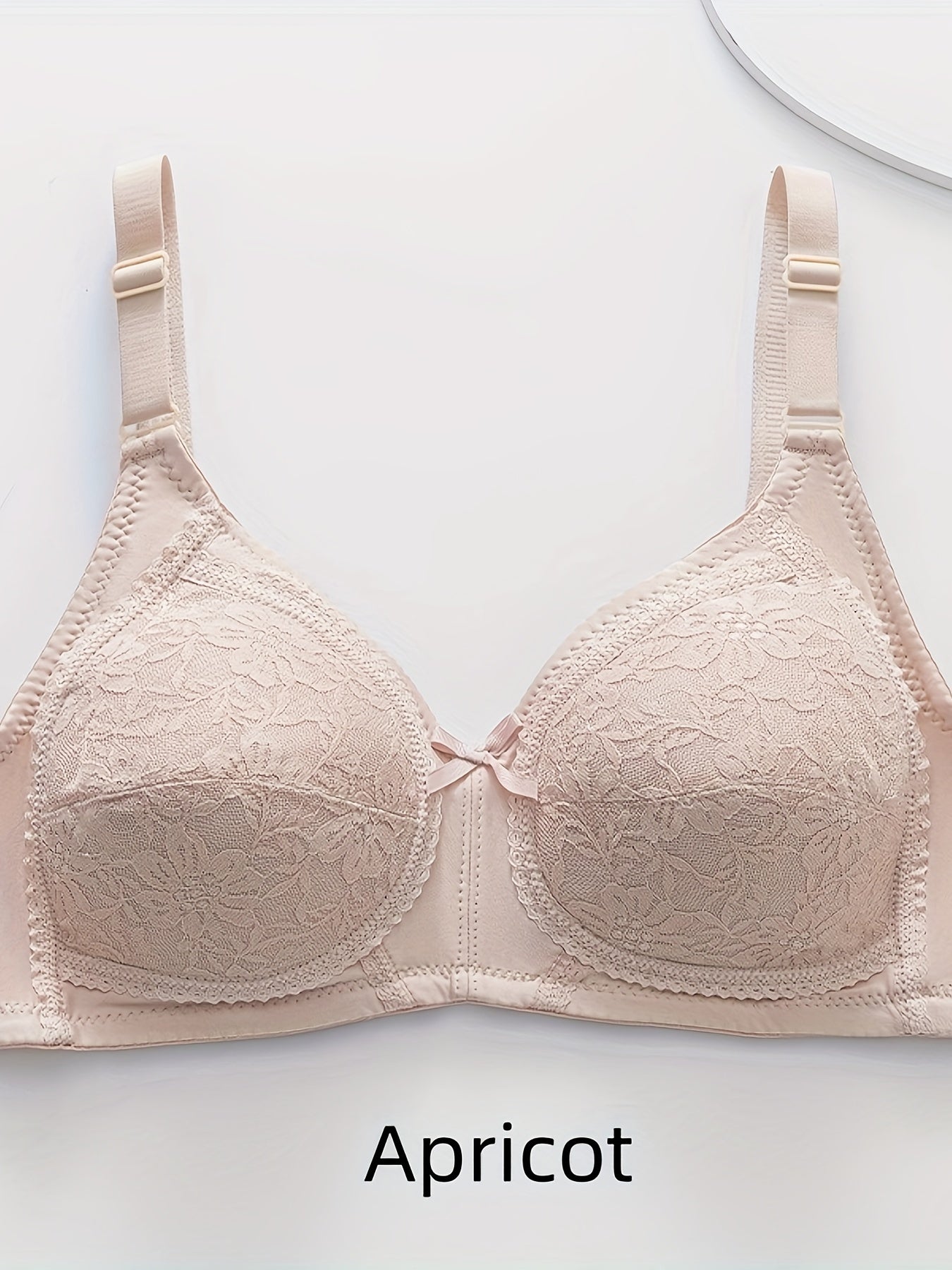 Plus Size Wireless Lace Push-Up Bra with Triple Hook Closure Breathable Nylon Spandex