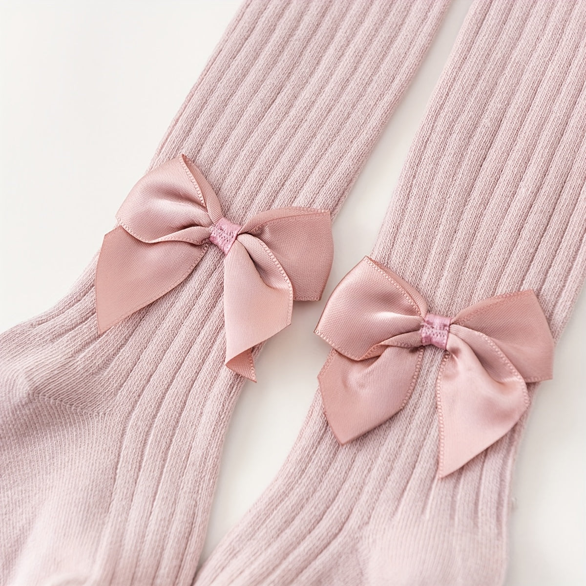 Girls' Ribbed Knit Leggings Socks with Bow Knot for Dance and Casual Wear in Multiple Colors