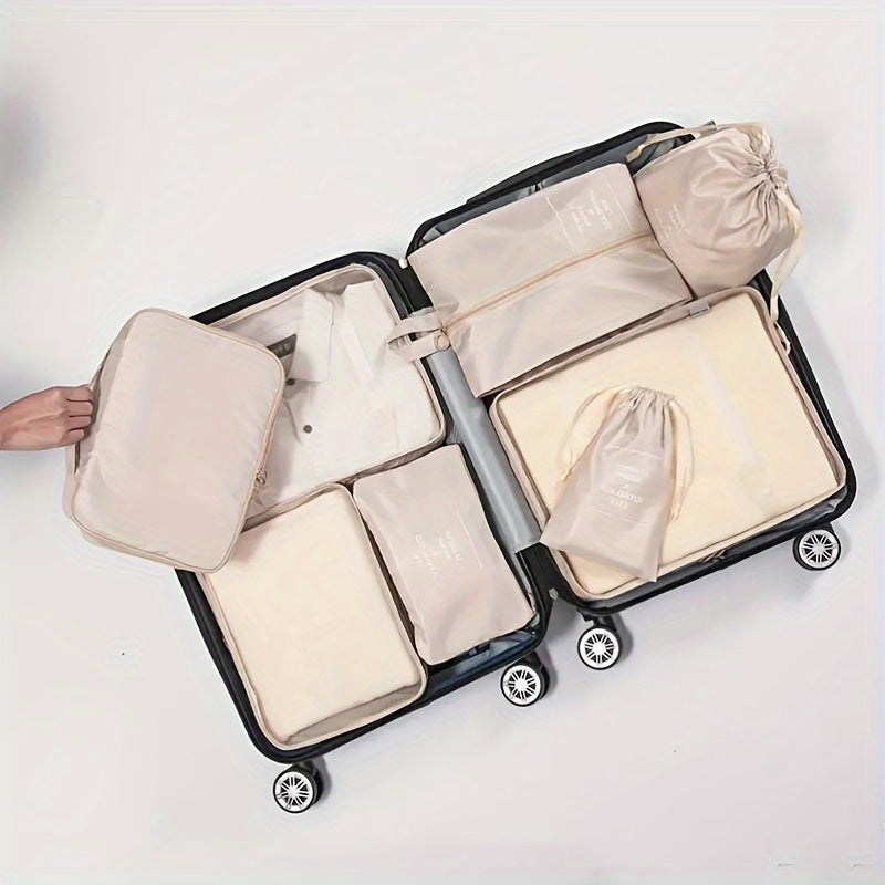 Розовый набор для путешествий из 7 прочных полиэстеровых кубов для упаковки с вдохновляющими цитатами