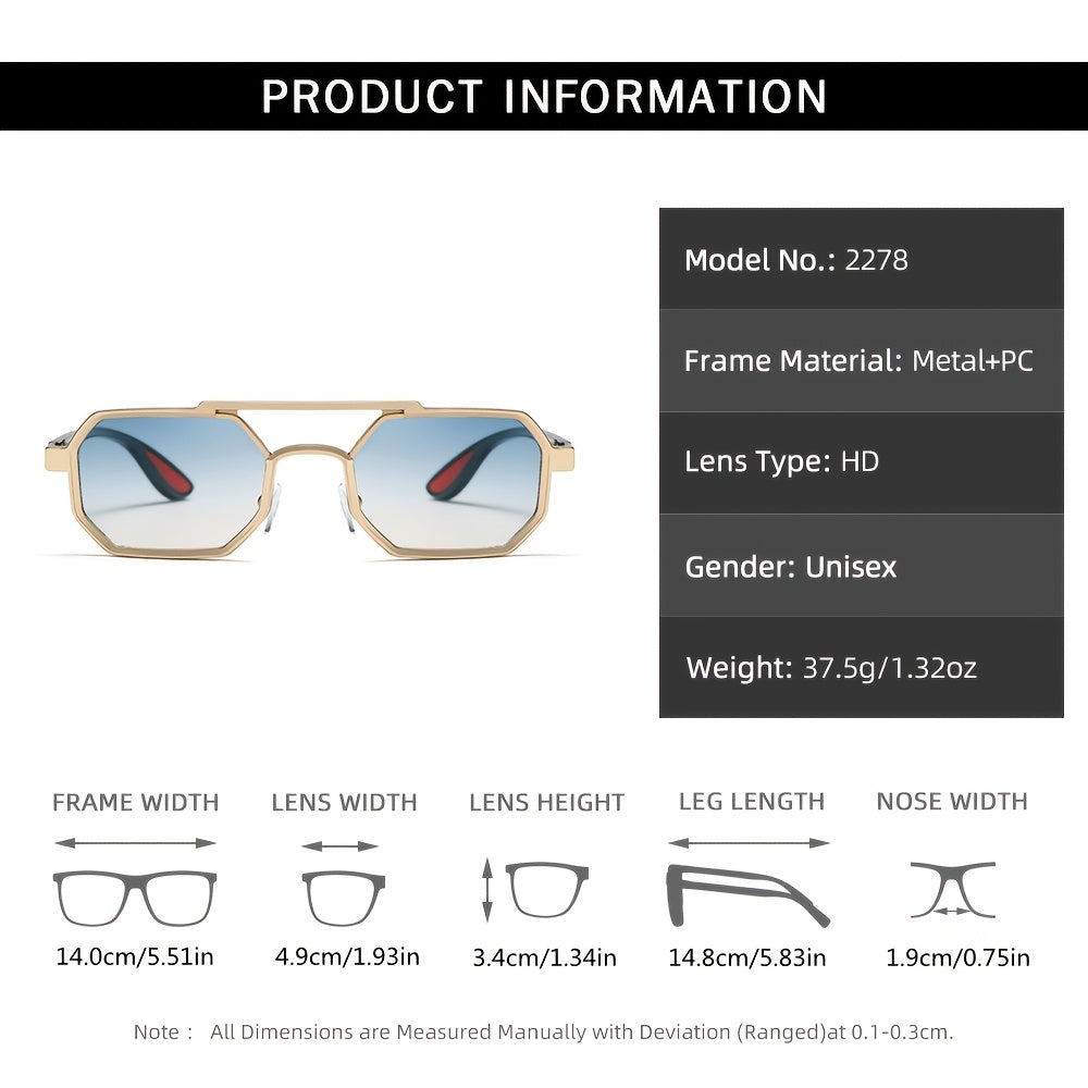 Unisex Polygonal Concave Fashion Glasses Double Bridge Retro Punk Style for Outdoor Sports Travel