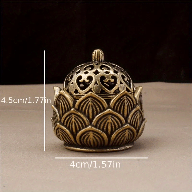 Mini Hollow Lotus Incense Burner Antique Bronze Indoor Decor Incense Holder