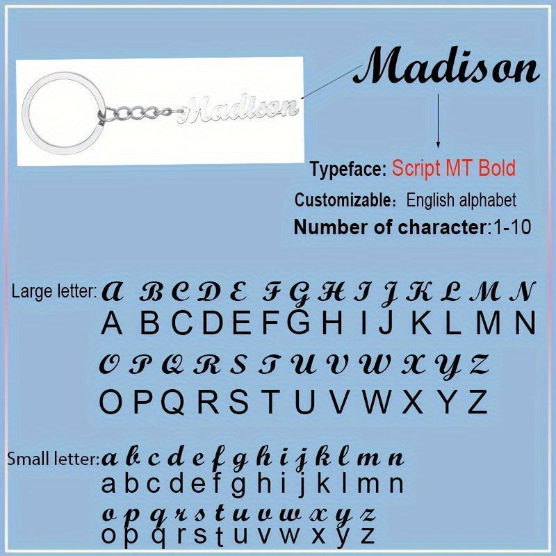 Personalized Stainless Steel Keychain with Custom Name for Mother's Day Gift