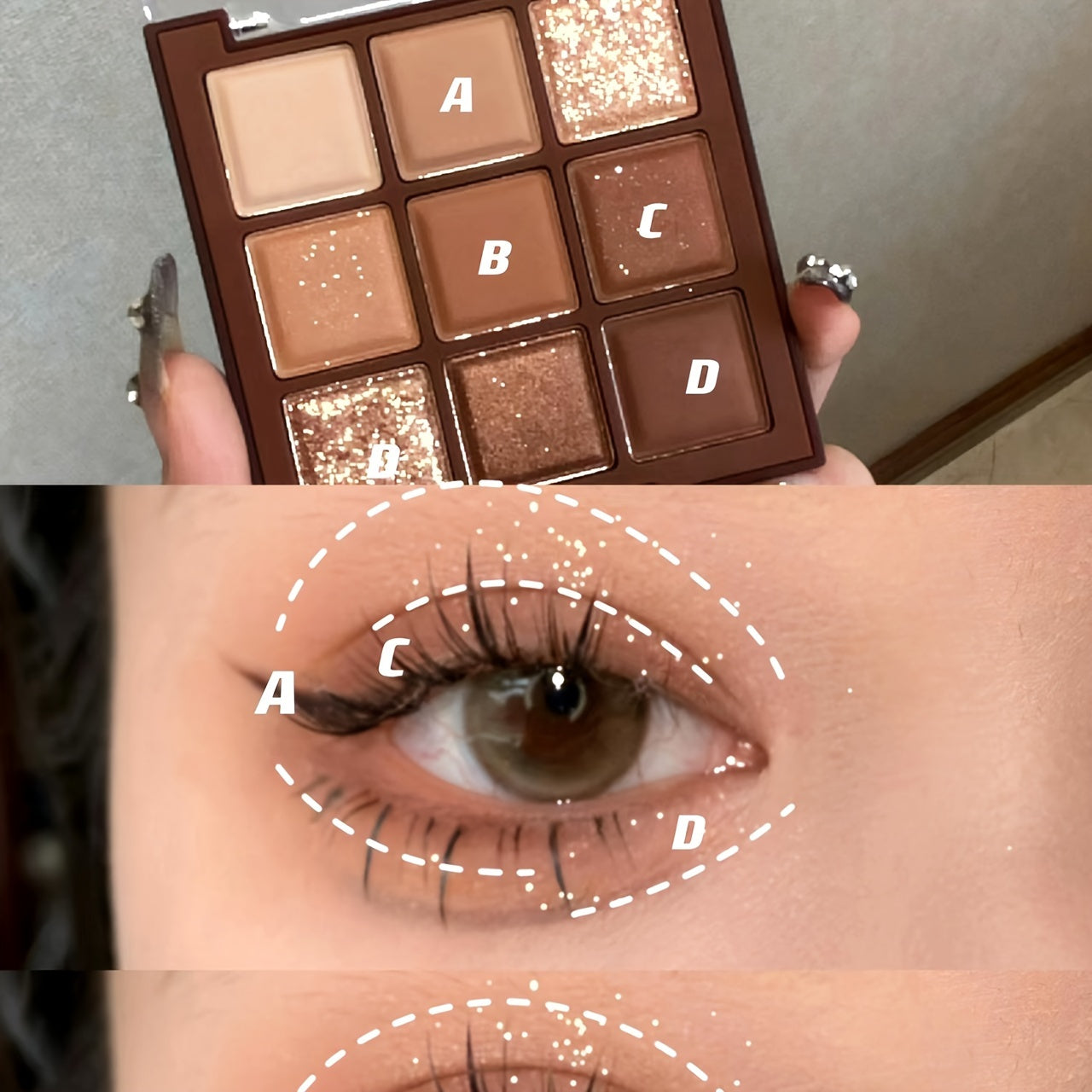 Paleta de sombras de ojos con purpurina mate perlada para mujer con 9 colores chocolate