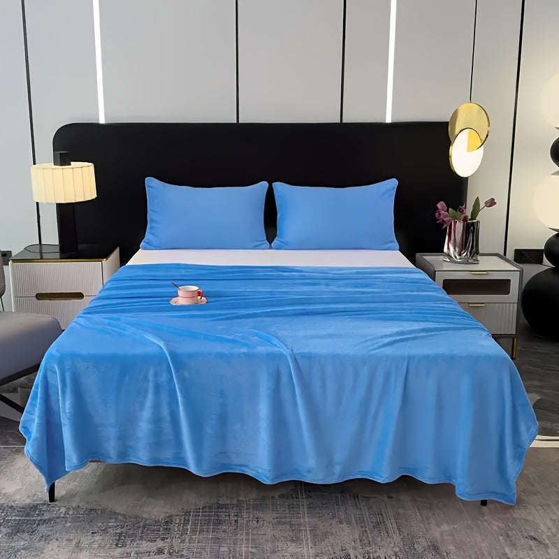 220gsm Polyester Fleece Throw Blanket Lightweight Warm Couch Bed Office