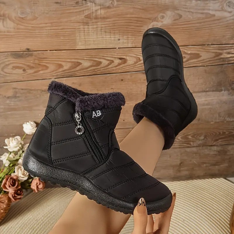 Women's Winter Slip-On Loafers with Plush Fleece Lining Non-Slip Short Boots