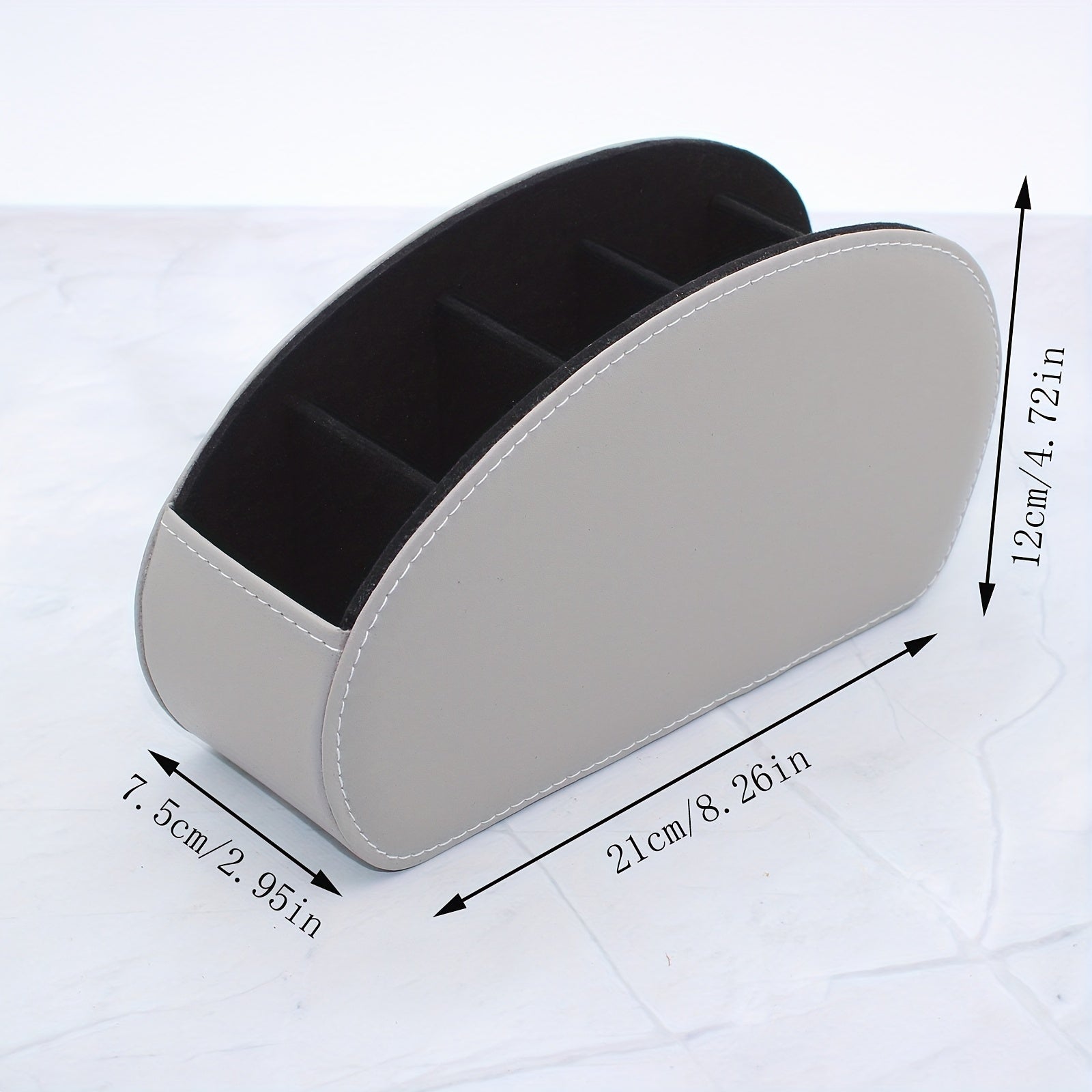 Remote Control Organizer Storage Box with 5 Compartments for Makeup Brushes Pens and Desktop Items PU Leather