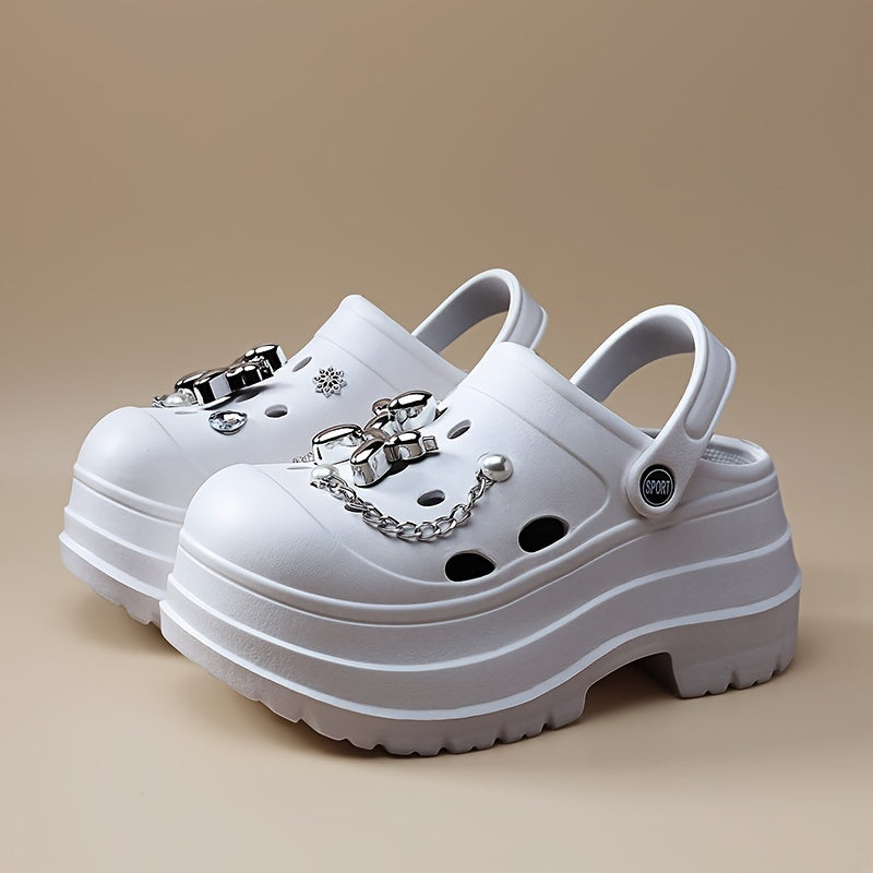 Women's Sequin Embellished Comfort Clogs Water-Resistant Non-Slip Flats