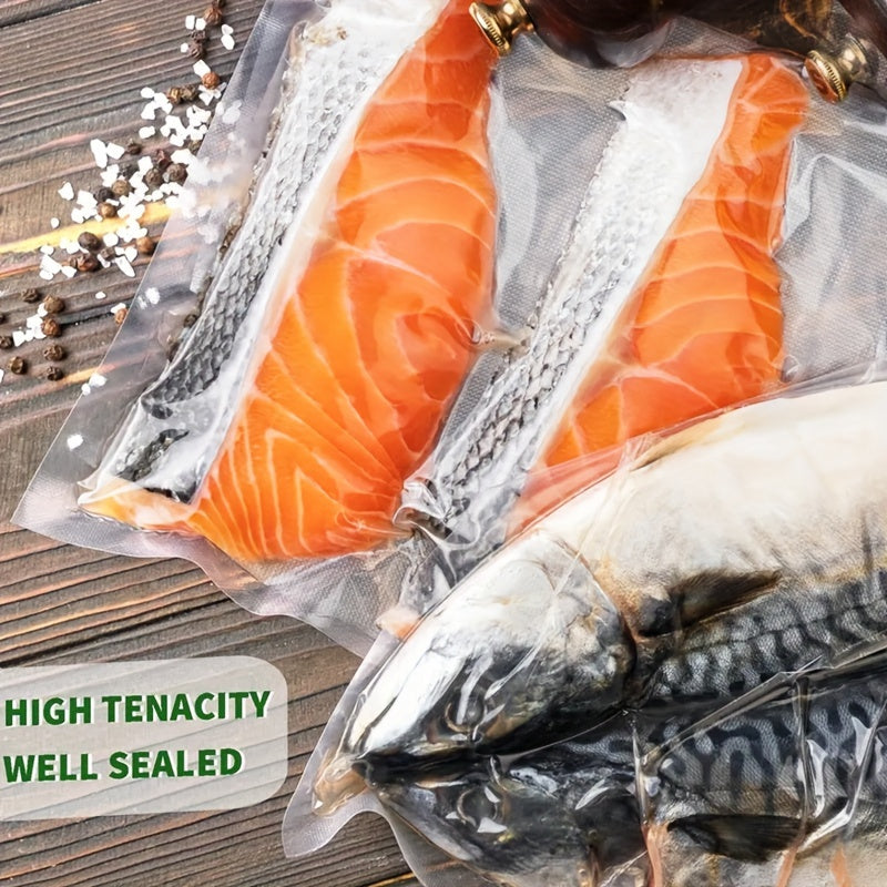 Bolsa de almacenamiento de alimentos sellada al vacío con relieve, transparente, de plástico que ahorra espacio