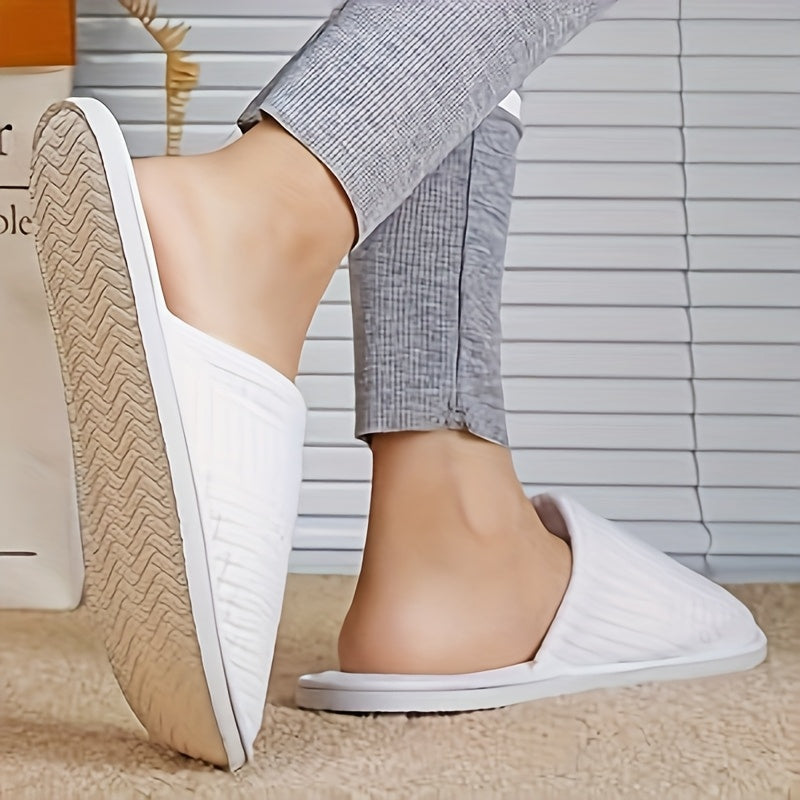 Unisex Checkered Slip-On Slippers White Gray Indoor Outdoor Washable