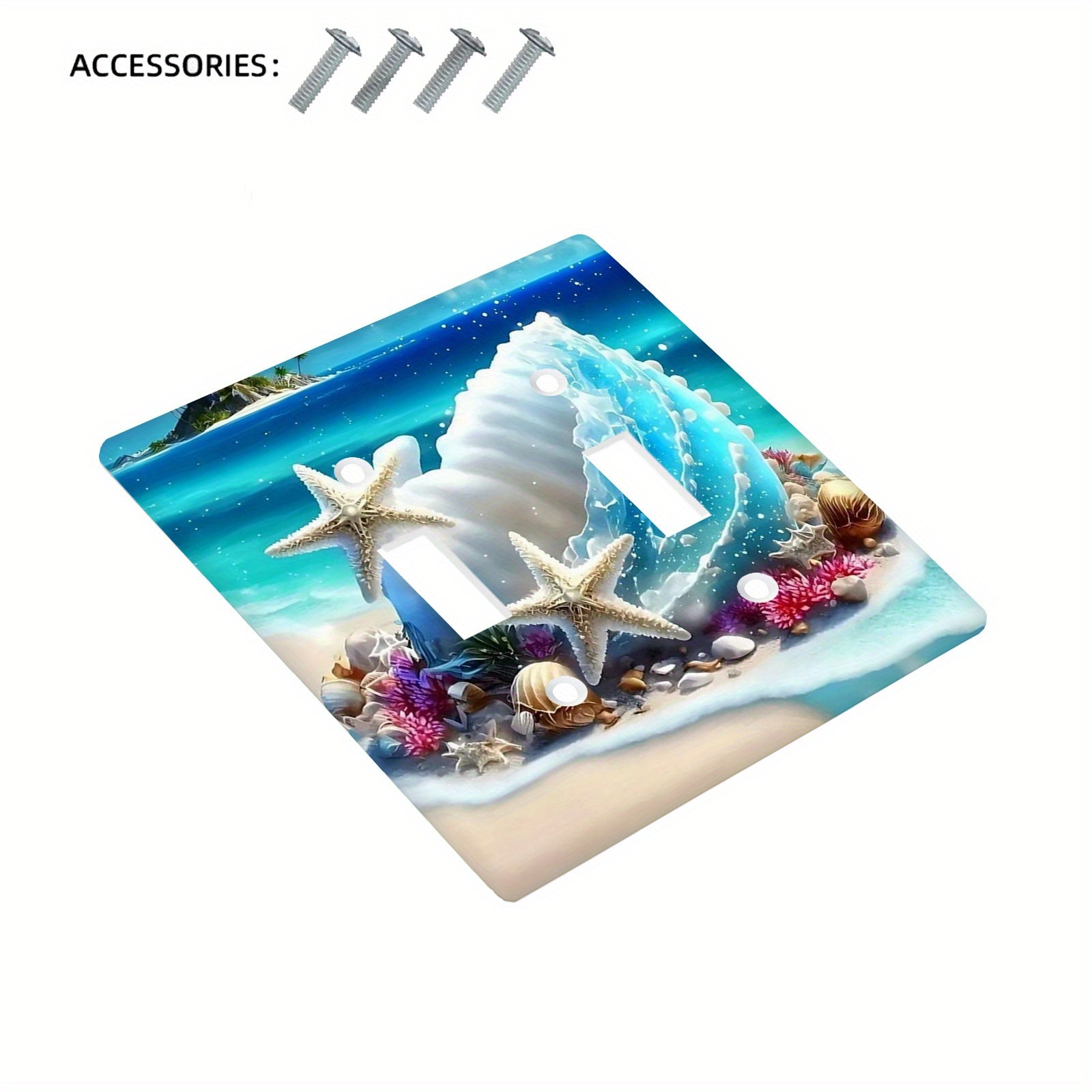 Beach Themed Shell and Starfish Light Switch Cover Unbreakable Polycarbonate