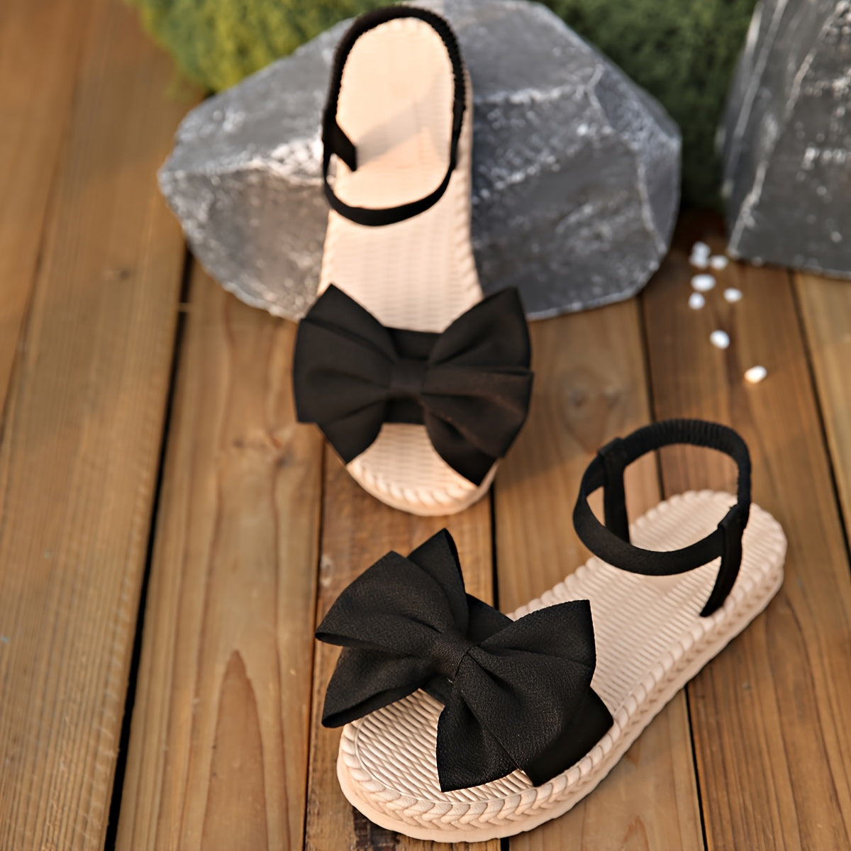 Women's Flat Bowknot Sandals Open Toe Summer Casual Beach Shoes