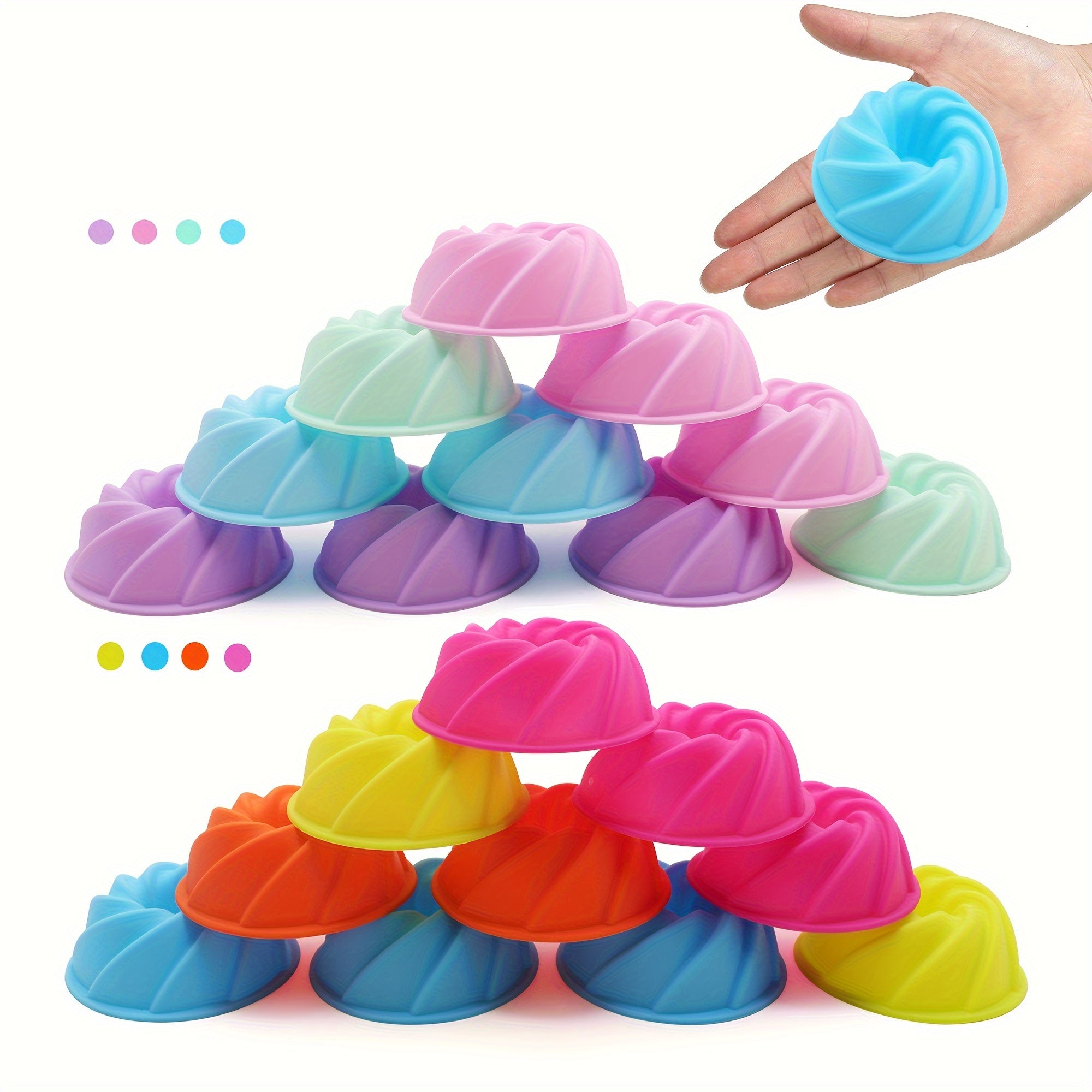 Silicone Bundt Cake Mold Set 12 Mini Fluted Cups 6.35cm Non-Stick Bakeware