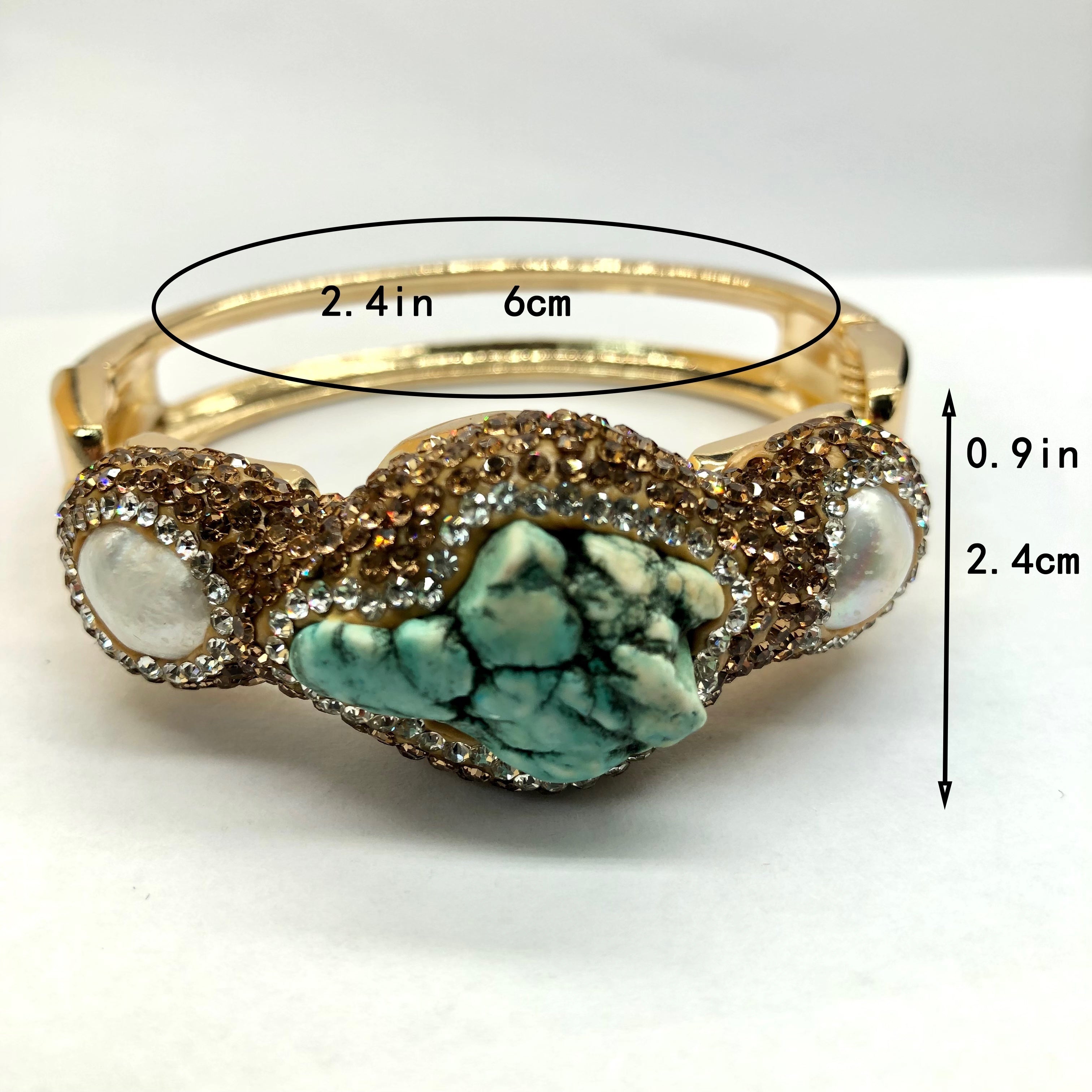 Women's Alloy Bracelet with Turquoise and Freshwater Pearls for Casual Wear