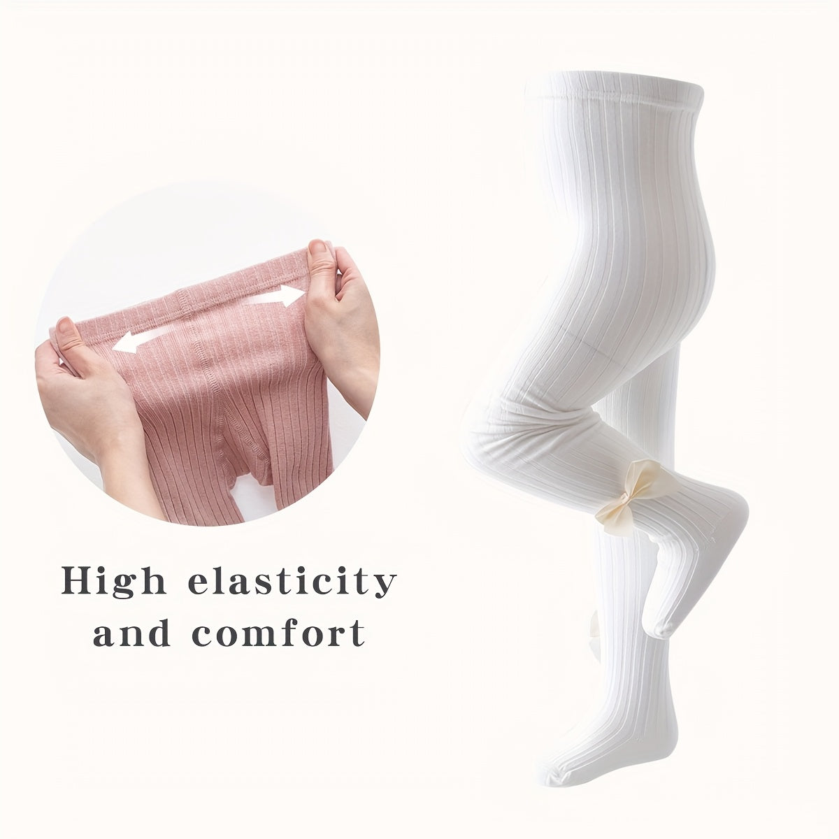Girls' Ribbed Knit Leggings Socks with Bow Knot for Dance and Casual Wear in Multiple Colors