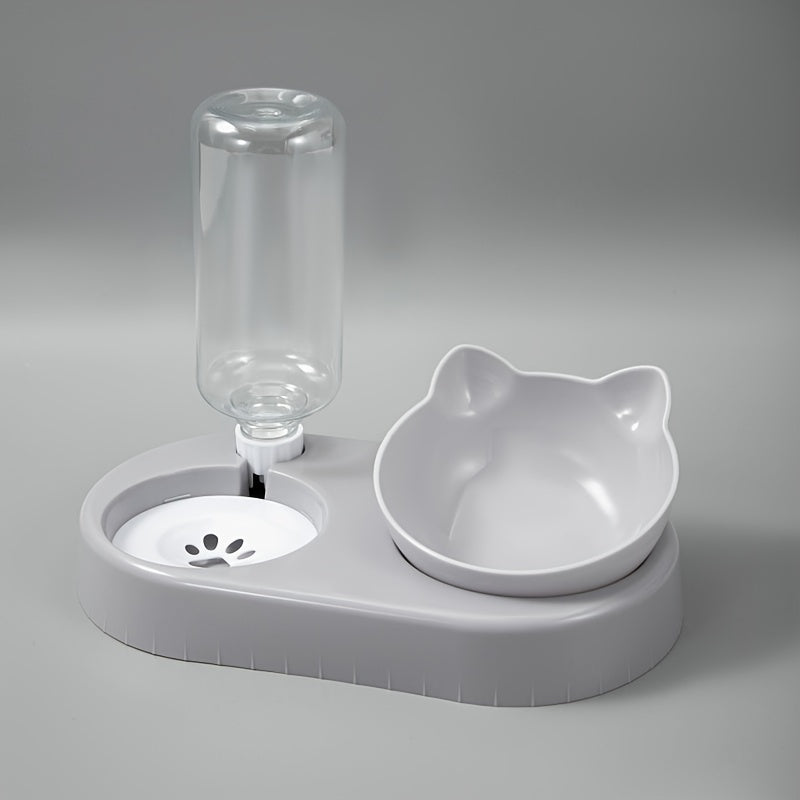 Mushuklar va kichik itlar uchun avtomatik suv idishi, to'kilmasdan, tortishish bilan ishlaydigan, ko'k plastmassa