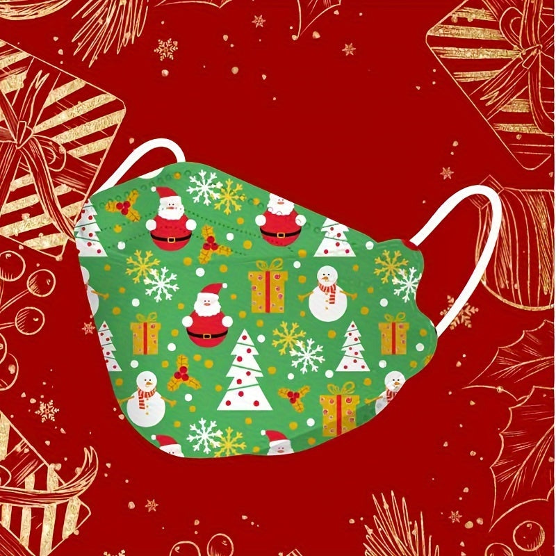 Set of 4 Christmas Face Masks Reusable Flexible Holiday Decorations for Outdoor and Vacation