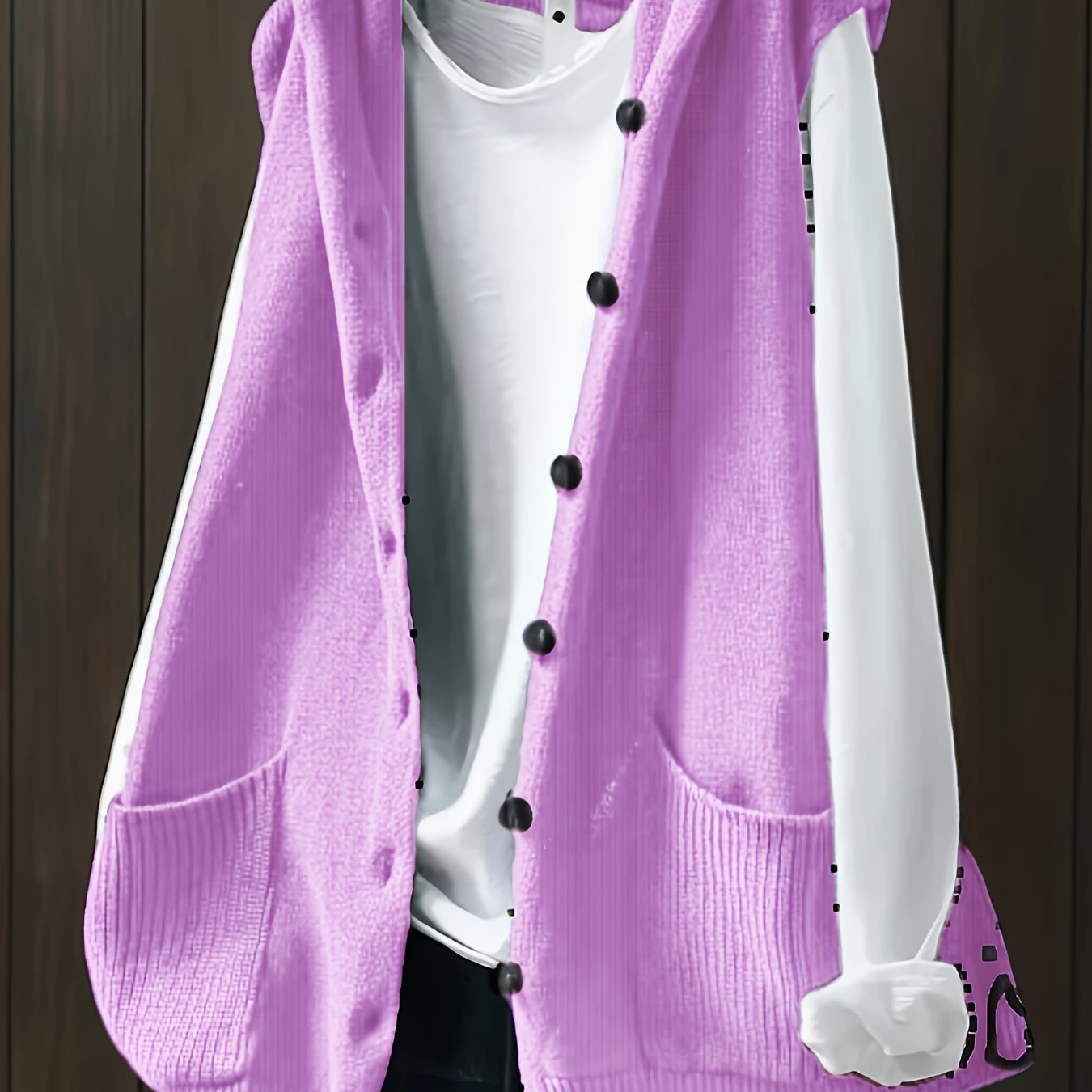 Women's Sleeveless Sweater Vest with Pockets and Double Button Front Orange