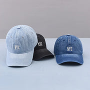 Gorra de béisbol unisex de mezclilla con logotipo de NYC bordado, ajustable, gorra casual para exteriores