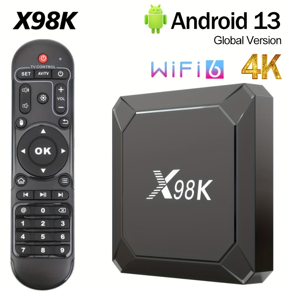 Android 13 Smart TV Box 4GB 32GB Dual WiFi 5.0 HEVC Main 10 Support Type-C Quvvat adaptori