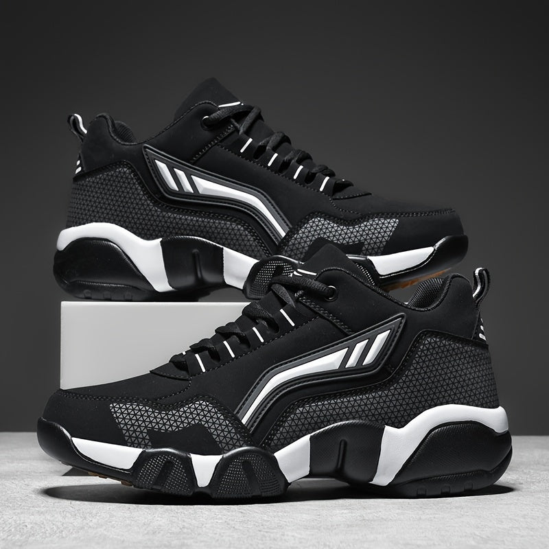 Мужские повседневные кроссовки с верхом из PU, противоскользящей резиновой подошвой, с амортизирующей поддержкой свода, низкий топ, шнуровка, для комфорта в течение всего дня, черные и белые