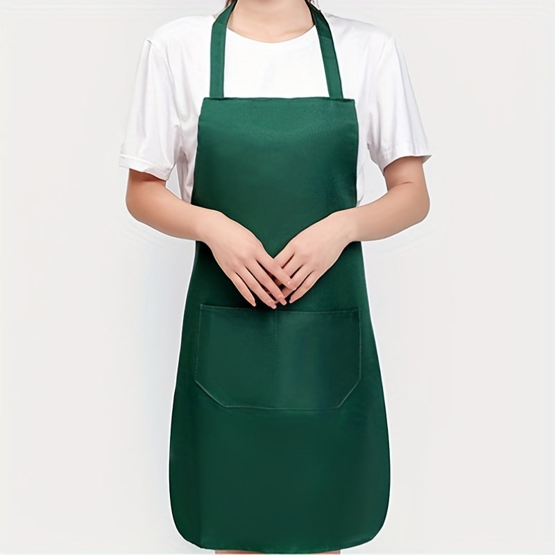 Polyester Apron with Pockets and Adjustable Halter Strap for Cooking Gardening Baking