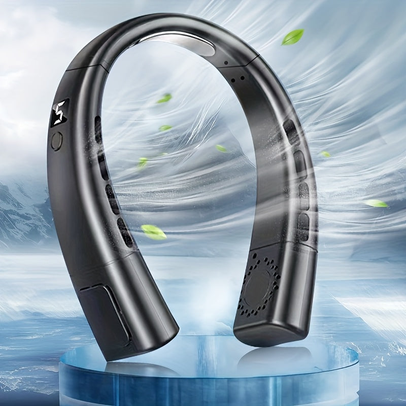 Hands-Free Neck Fan with LED Display, Rechargeable Bladeless Personal Cooling