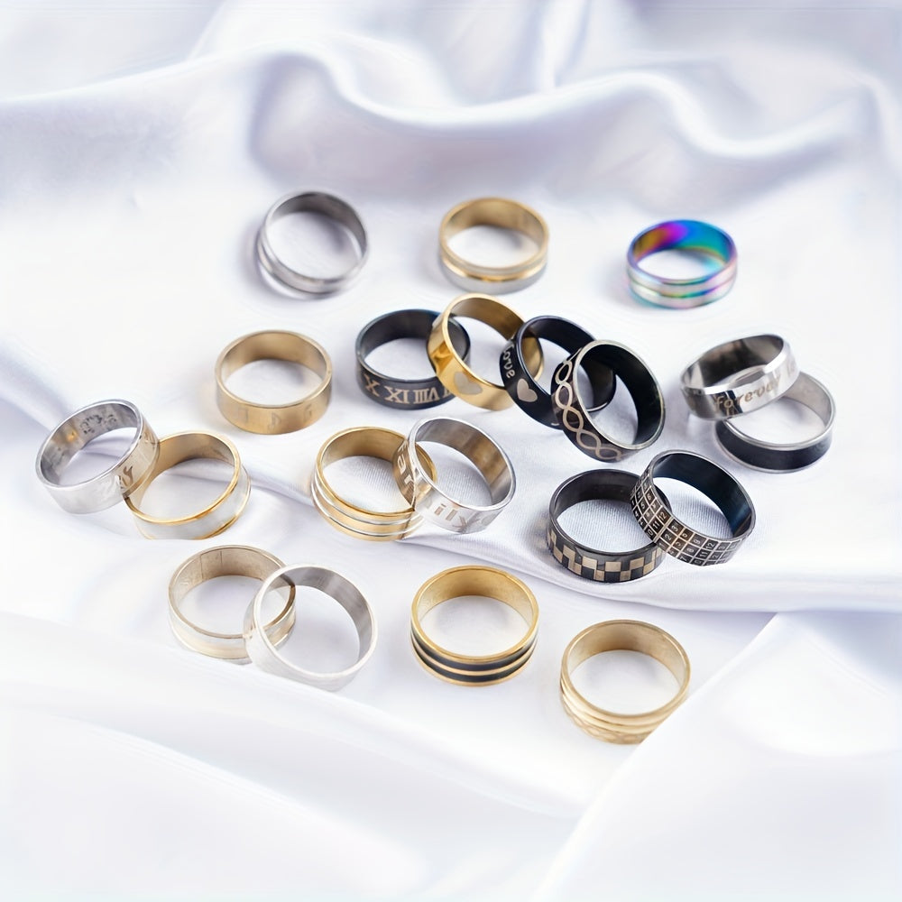 Set of 100 Stainless Steel Rings for Women Assorted Styles Jewelry Gift