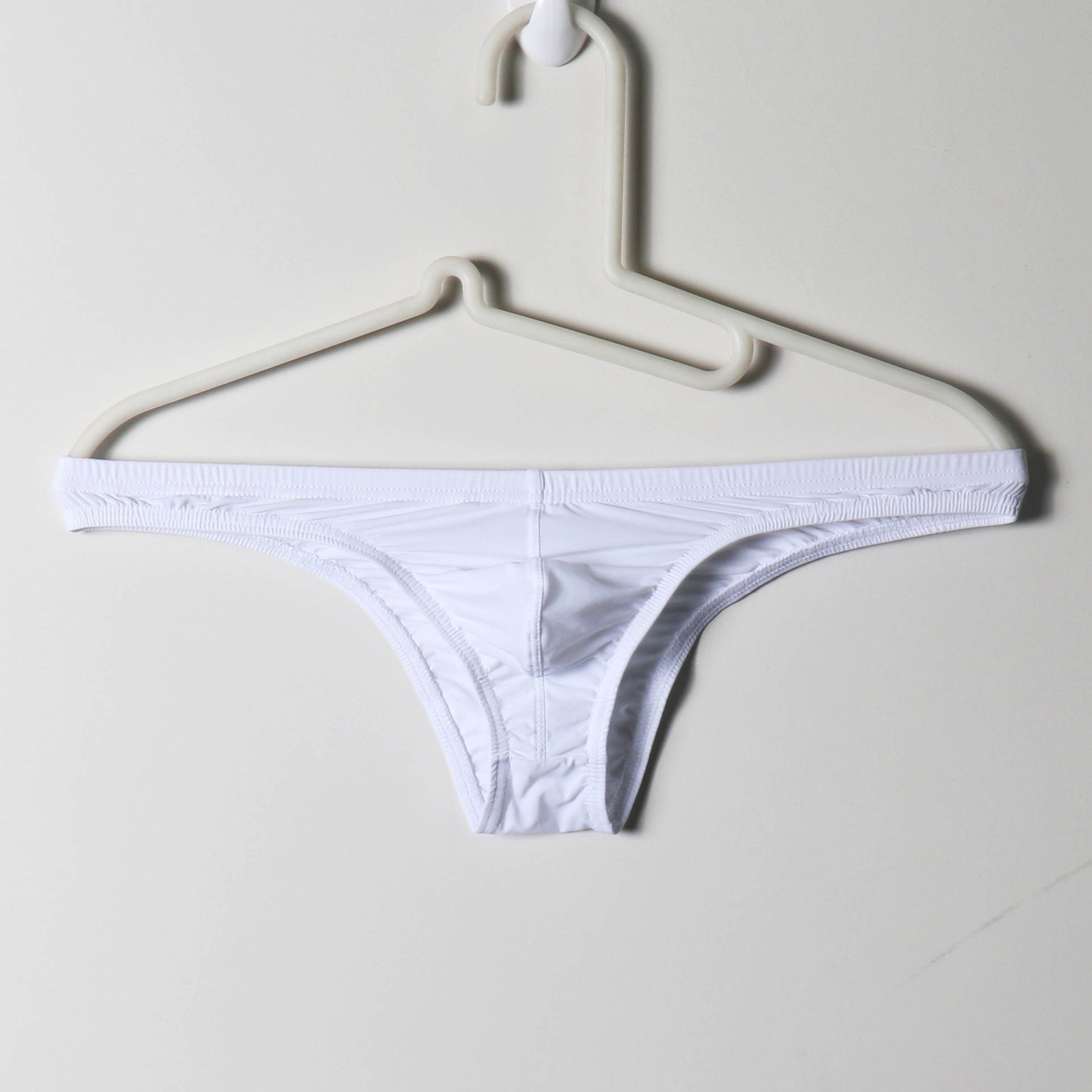 Men's Low-Rise Breathable Triangle Underwear Solid Color Semi-Sheer U-Shaped Pouch