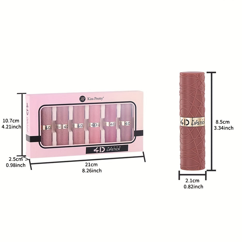 Set de regalo de labiales mate para mujer 6 piezas, brillo de labios de alta pigmentación, maquillaje