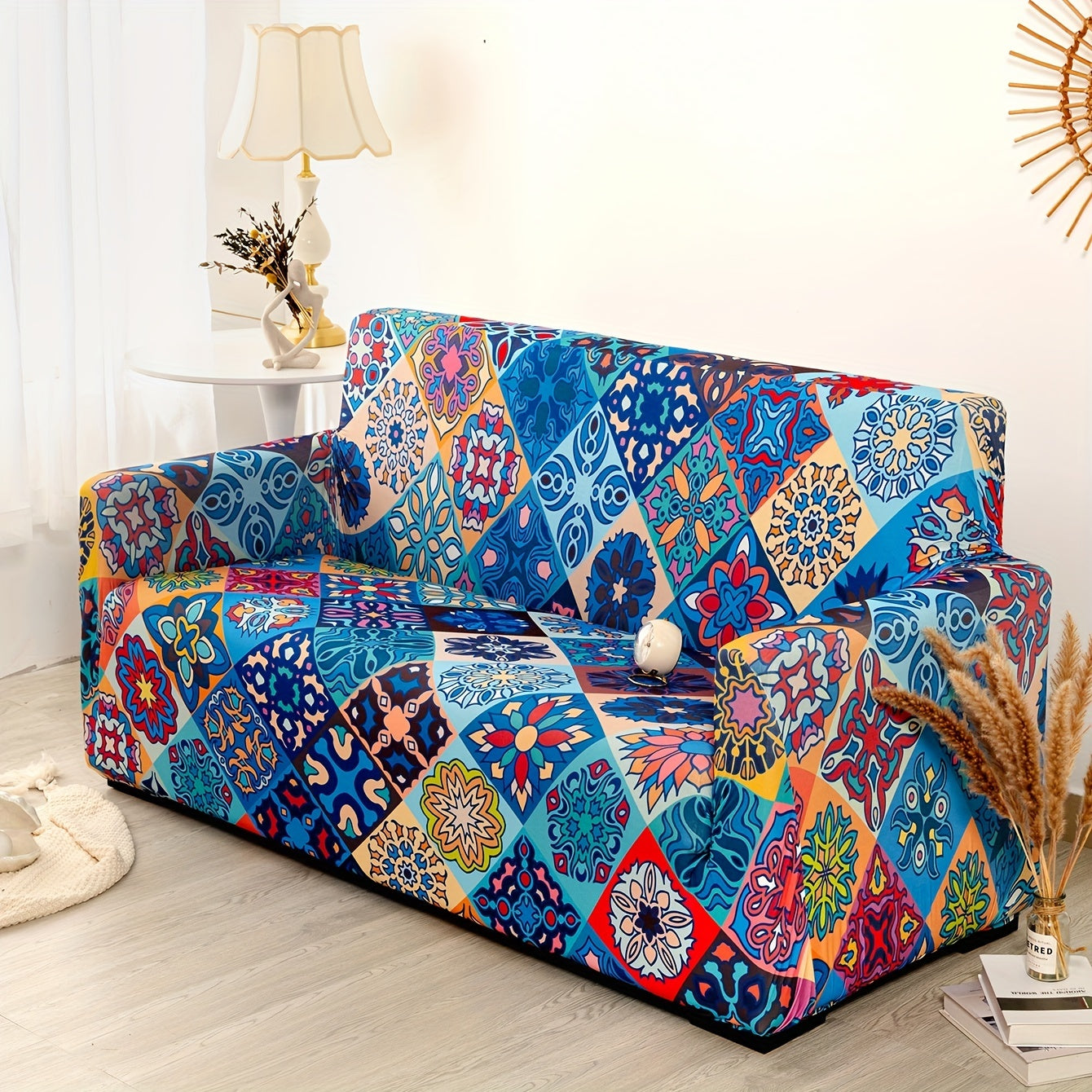 Bohemian Milk Printed Sofa Slipcover for Living Room Bedroom Office Non-Slip